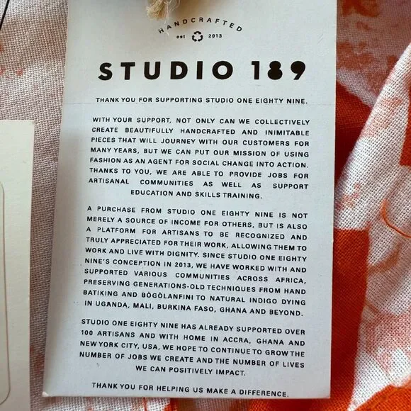 NWT Studio 189 Cotton Maxi Blouson Sleeve Shirt Dress in Orange Size Small